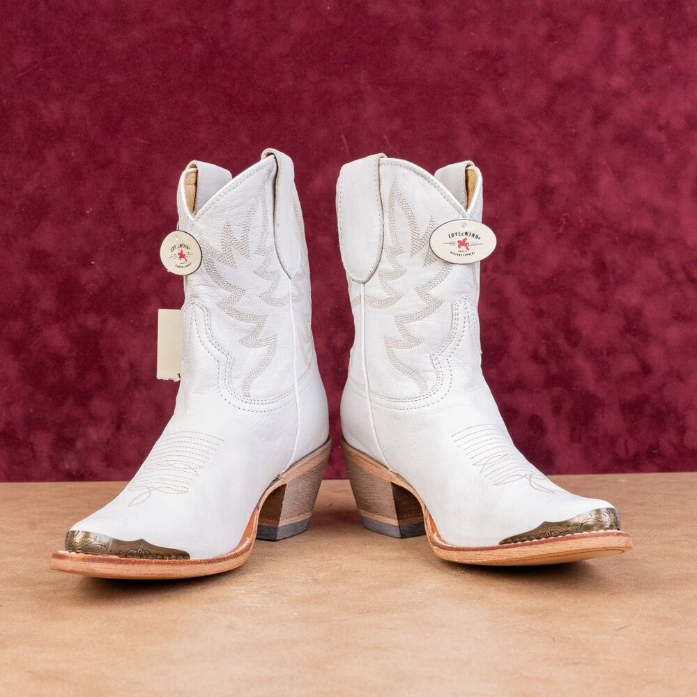 Idyllwind Women Wheels White Leather Western Cowboy Party Ankle Boots sz 7 - Picture 2 of 7